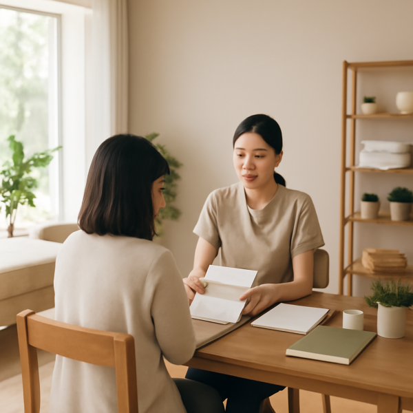 마사지샵에서 전문적인 상담을 진행하는 관리사의 넓은 업무 환경