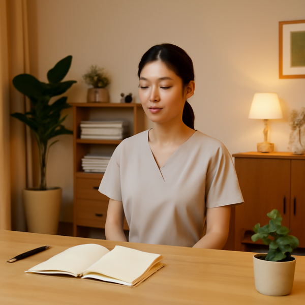 마사지샵 관리사가 쾌적한 환경에서 건강 관리를 하는 모습
