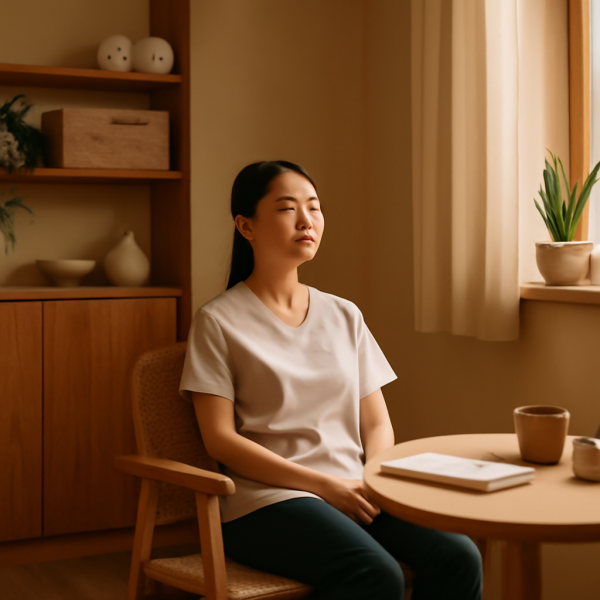 마사지샵 관리사가 근무 후 휴식을 취하는 편안한 환경